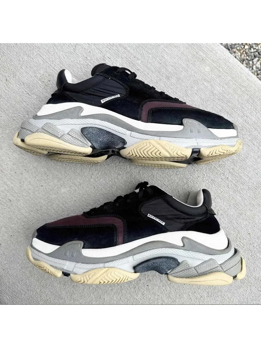 Balenciaga Triple S 2.0 Sneakers Size EU 42 US 9 Black Burgundy Nylon $1,090